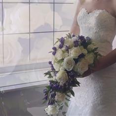Cascading Bridal bouquet of Roses and Lizzies