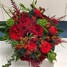  Red Roses Hand tied Bridal bouquet 