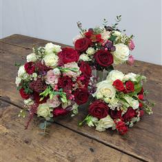 Pink, Red and White Rose Hand ties Bridal bouquet