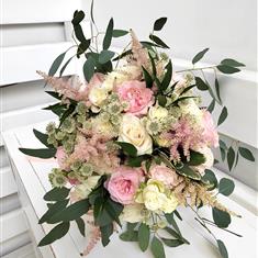 Pink and white hand tied Bridal bouquet 