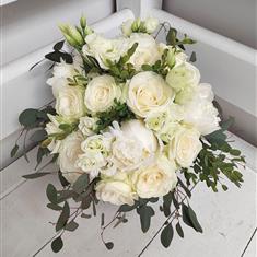 White rose and Peony hand tied Bridal bouquet 