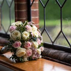 White and Pink rose Hand tied bridal Bouquet